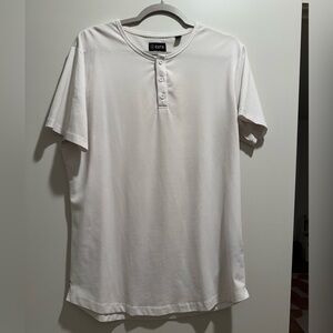 Cuts Clothing White Short Sleeve Henley Tee